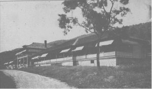 Infirmary at Catawba Sanitorium, 1913. Note the sleeping porch on the right side. Image from the Roanoke Times & World News, March 29, 1992.