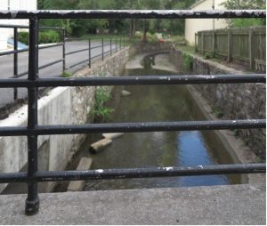 Town Run as seen from Kent Street: one of the streams over which Winchester was built. Image by Rick Kriebel, the Stone House Foundation.